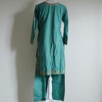 浅葱色刺繍クルタ　2点セット