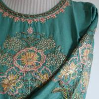 浅葱色刺繍クルタ　2点セット