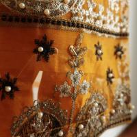 蜜柑色の刺繍サルワールカミーズ　3点セット